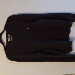 Polo by Ralph Lauren Black Cable Knit Merino Wool Angora Crew neck Sweater M
